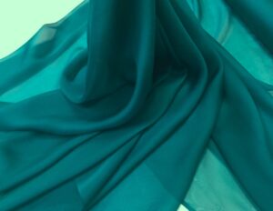 Voal chiffon de matase naturala verde-marin