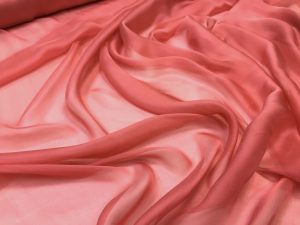 Voal chiffon de matase naturala coral-rose