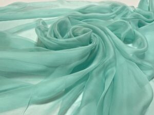 Voal creponat de matase naturala (muselina) aqua pastel