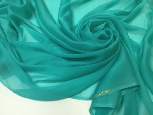 Voal chiffon de matase naturala aqua-prafuit