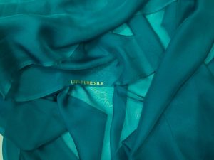 Voal chiffon de matase naturala verde marin