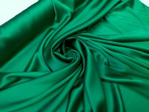 Satin de matase naturala cu elastan verde-smarald