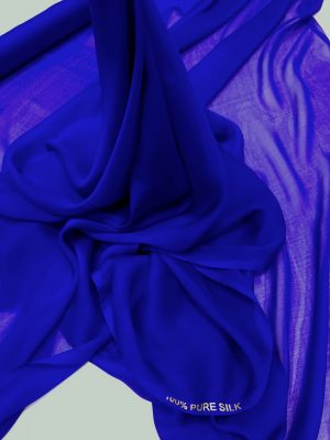 Voal chiffon de matase naturala albastru-royal inchis