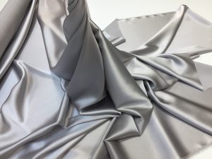 Satin de matase naturala cu elastan gri