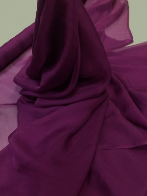 Voal chiffon de matase naturala mov-fuchsia inchis
