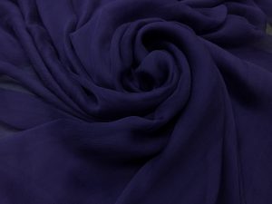 Voal creponat de matase naturala (muselina) bleumarin-indigo
