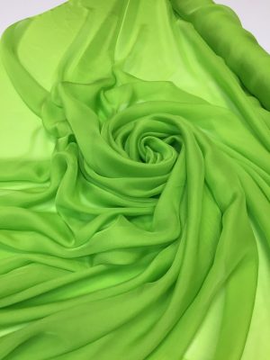 Voal chiffon de matase naturala verde-lime intens