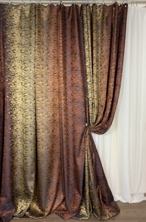 Material draperie degrade bej-cognac-terracotta
