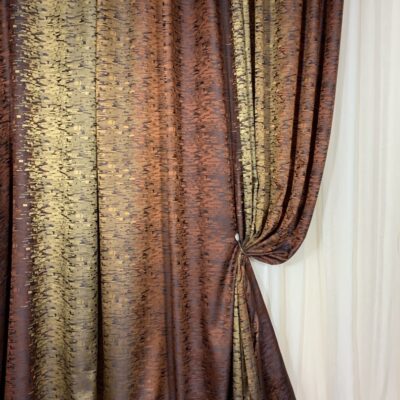 Material draperie degrade bej-cognac-terracotta