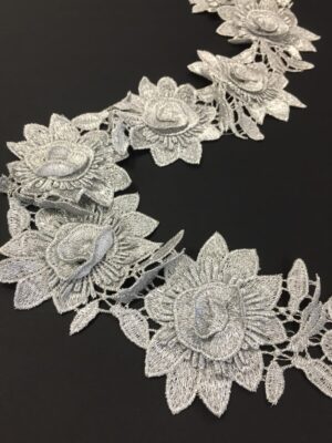 Bordura broderie gri-argintiu