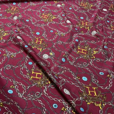Batist de bumbac bordeaux imprimat