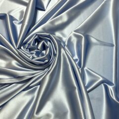 Satin de matase naturala cu elastan bleu
