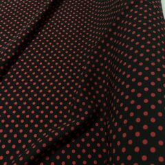 Tesatura tip viscoza neagra cu imprimeu buline rosii