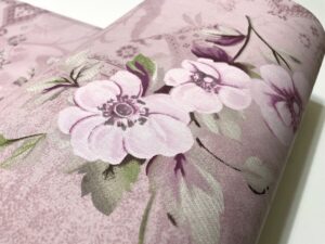 Bumbac ranforce roz-lila cu imprimeu floral