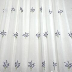 Perdea ivoire cu broderie flori lavanda