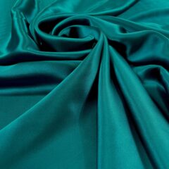 Satin de matase naturala fara elastan verde-marin