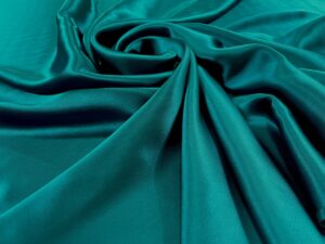 Satin de matase naturala fara elastan verde-marin