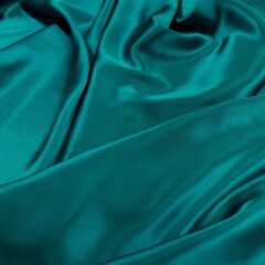 Satin de matase naturala fara elastan verde-marin