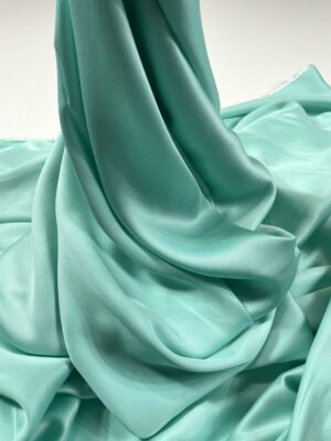 Batist de bumbac satinat verde-aqua pastel