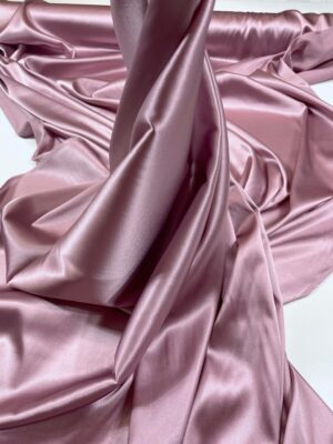 Satin de matase naturala cu elastan roz-lila prafuit
