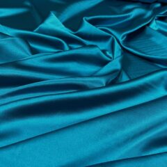 Satin de matase naturala cu elastan turcoaz