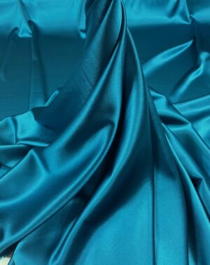 Satin de matase naturala cu elastan turcoaz