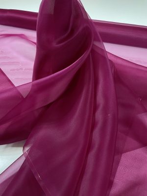 Organza de matase naturala burgundy