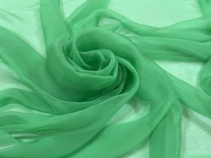Voal creponat de matase naturala (muselina) verde
