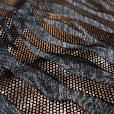 Tesatura elastica neagra cu aspect metalizat cupru