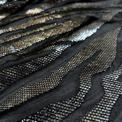 Tesatura elastica neagra cu aspect metalizat argintiu