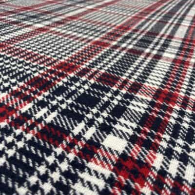 Stofa groasa carouri (tartan) bleumarin-rosu