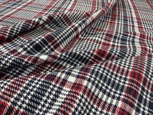 Stofa groasa carouri (tartan) bleumarin-rosu
