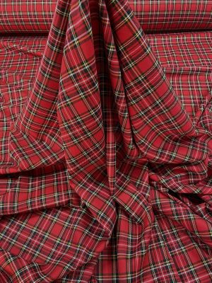 Stofa subtire rosie carouri (tartan)