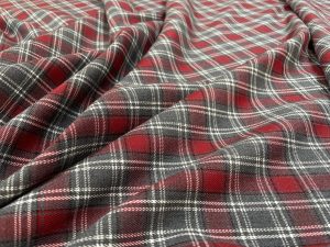 Stofa subtire gri-rosu carouri (tartan)