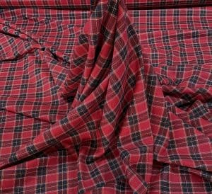 Stofa subtire  rosu-bleumarin carouri (tartan)