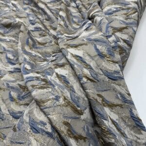 Brocart bleu cu fir lame auriu patinat