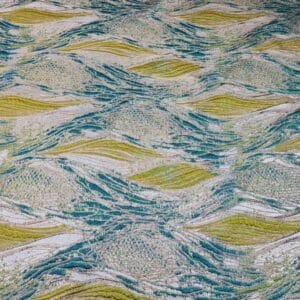 Brocart verde-mustar cu fir lame auriu