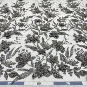 Broderie gri inchis cu aplicatii  3D argintii