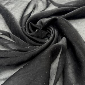 Organza creponata neagra cu strasuri