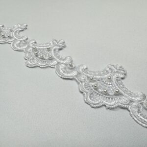 Bordura broderie alba cu perlute