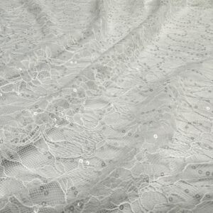 Dantela tip Chantilly ivoire cu paiete