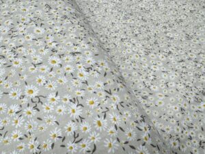 Bumbac ranforce greige imprimeu flori musetel