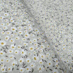 Bumbac ranforce greige imprimeu flori musetel